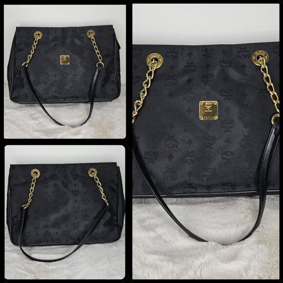 MCM Black Viseto Nylon/Chained Tote - Picture 11 of 17